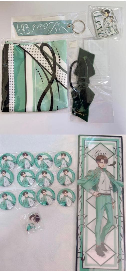 進撃の巨人 エスクリ 缶バッチ チャーム スカーフなどリヴァイセット 進撃の巨人 リヴァイ エスクリ 缶バ 進撃の巨人』エスクリコラボ第二弾