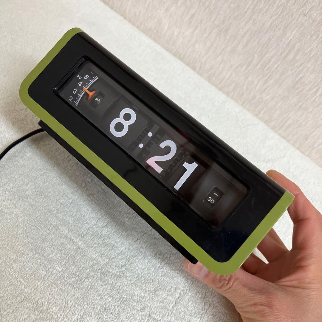 ナショナル交流目覚時計ヤングスヤスヤ パタパタ時計 TG02 緑 グリーン