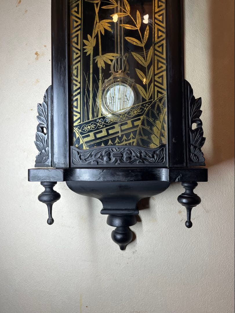 精工舎　黒塗　柱時計　古時計　振り子　ゼンマイ　ボンボン　レトロ　掛時計