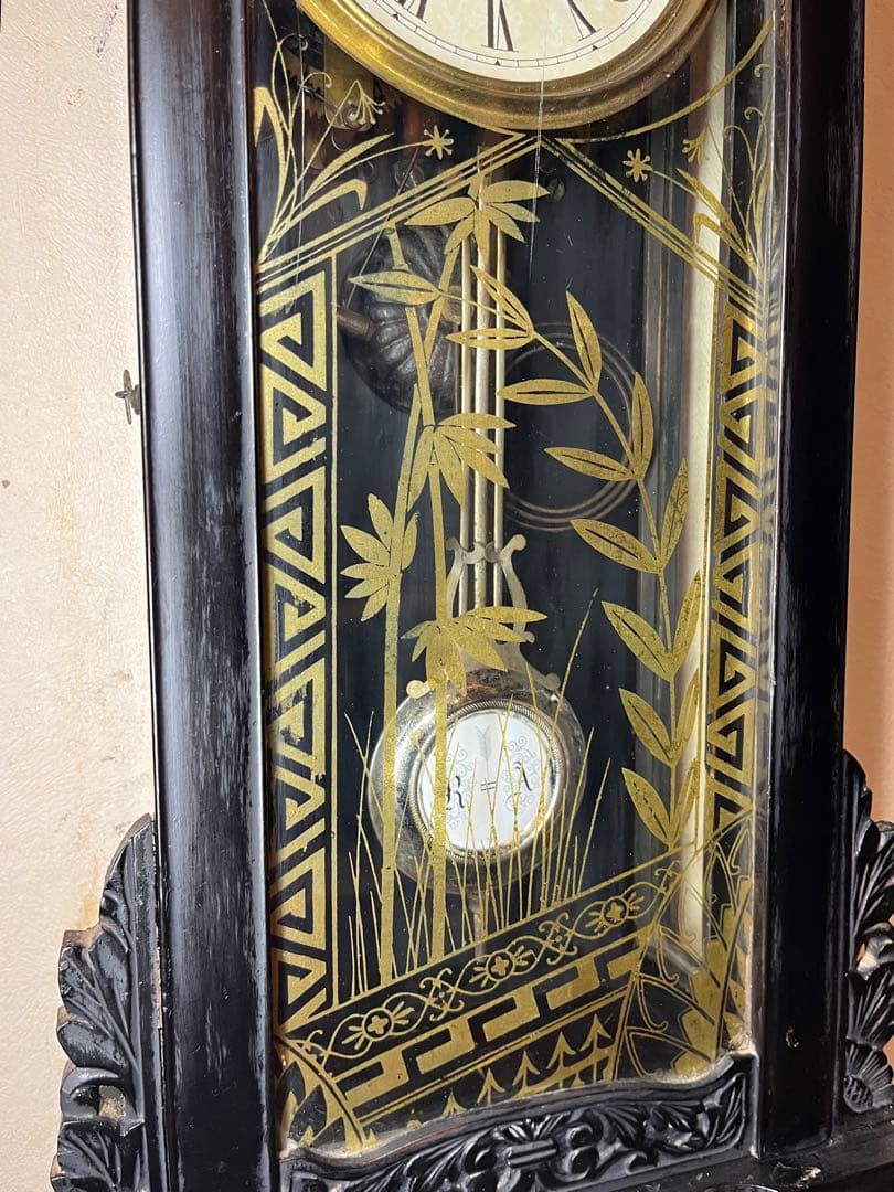 精工舎　黒塗　柱時計　古時計　振り子　ゼンマイ　ボンボン　レトロ　掛時計