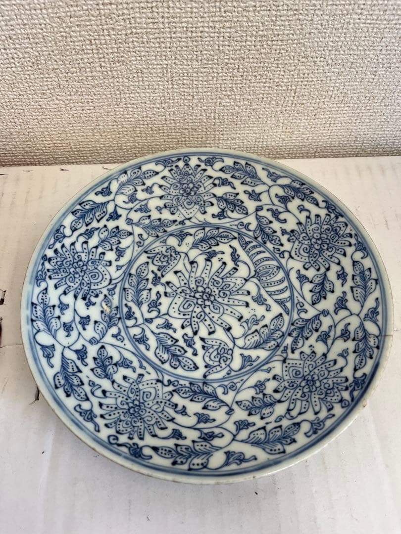 中国美術清時代 染付 霊芝文 青花 花唐草文皿 2客 - メルカリ