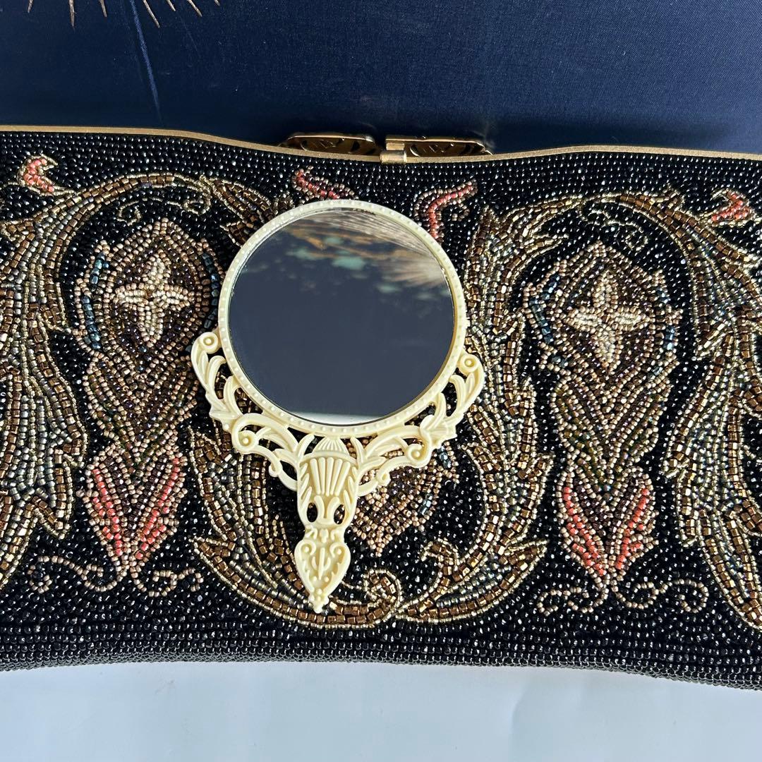 柏ビーズ フォーマルバッグ ビーズバッグ 刺繍　和装バッグ 冠婚葬祭 総ビーズ