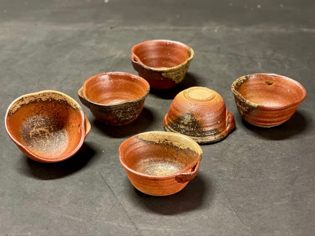 割引❗️「母」 信楽 片口 向付 6客 「三代目 高橋楽斎」 （1205C）