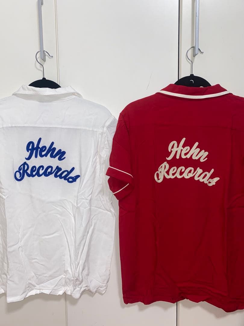 HEHN RECORDSヘンレコード藤井風レーヨン刺繍ロゴボーリングシャツ赤