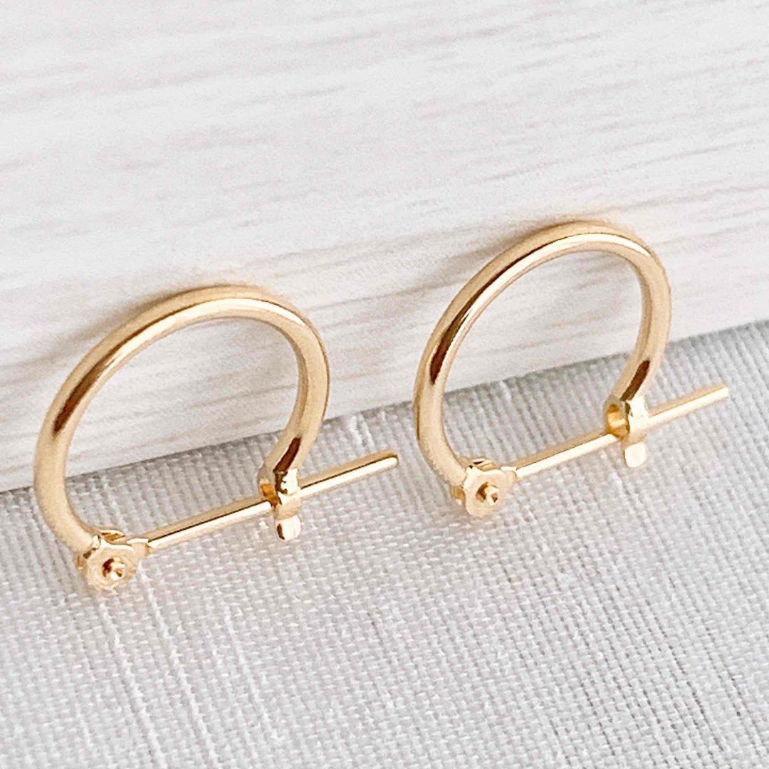 18金【1×10mm 定番フープピアス】イエローゴールド K18刻印入 新品