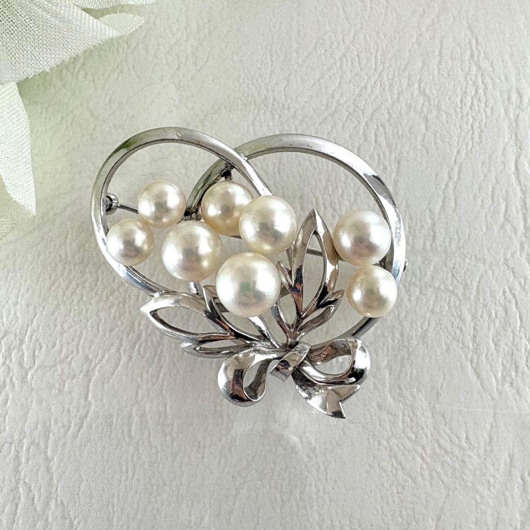 ⭐︎皇室御用達ブランド⭐︎ミキモト シルバー パール ブローチ 花束