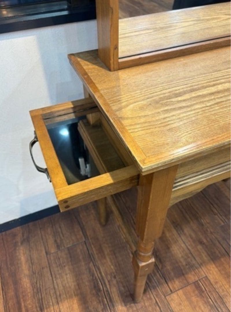 2台在庫 美容室 ヘアサロン セット面 鏡付き ドライヤー収納可能 木製