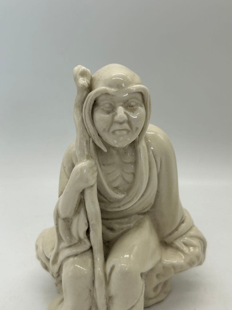 中国　徳化窯白磁達磨　清時代　木箱入　送料込み0730