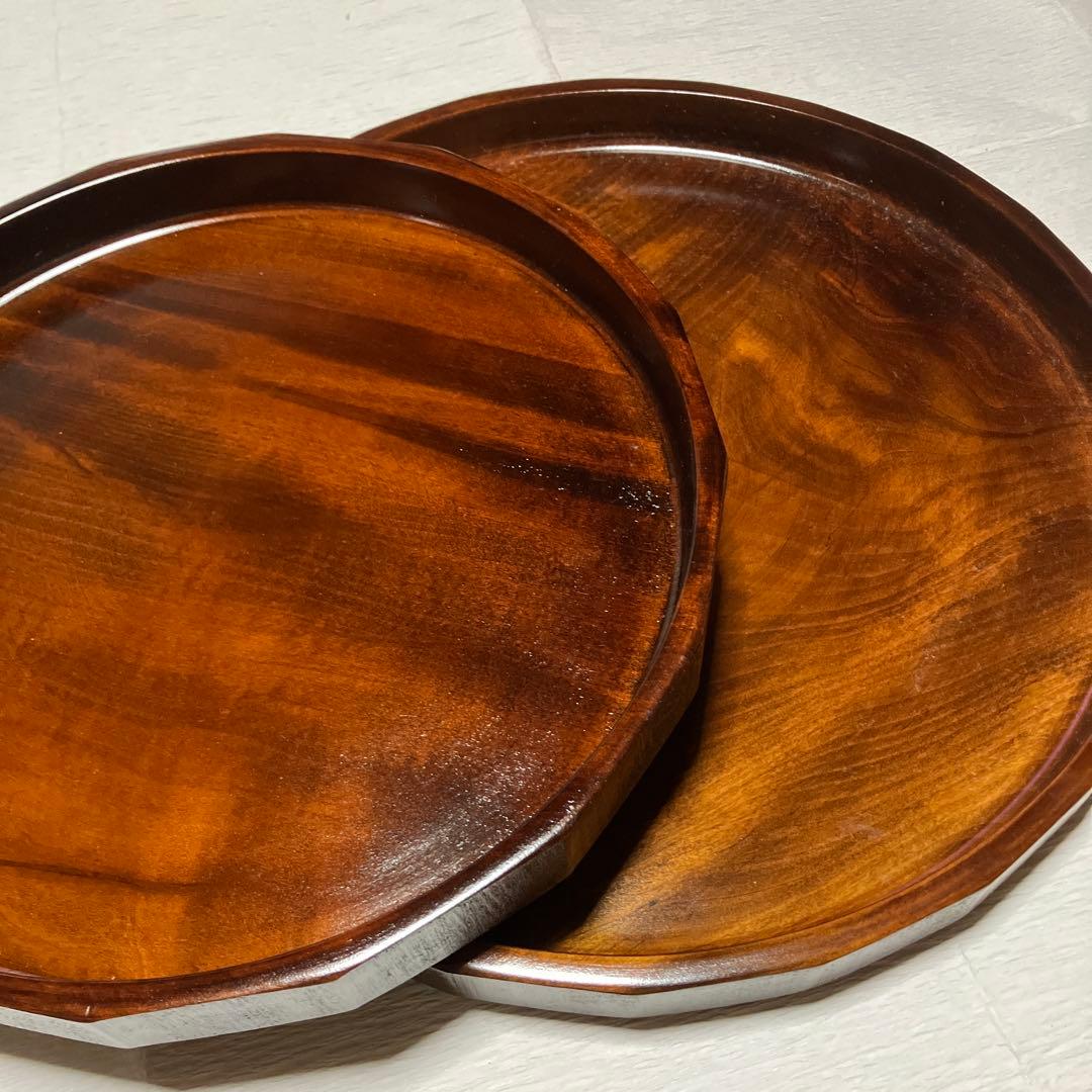 くり抜き　丸盆　2枚セット