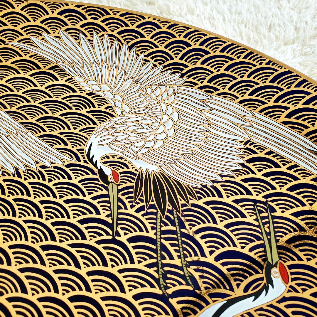 希少✨有田焼 静山作 金彩鶴絵柄 大皿 直径約46cm 特大 色絵皿
