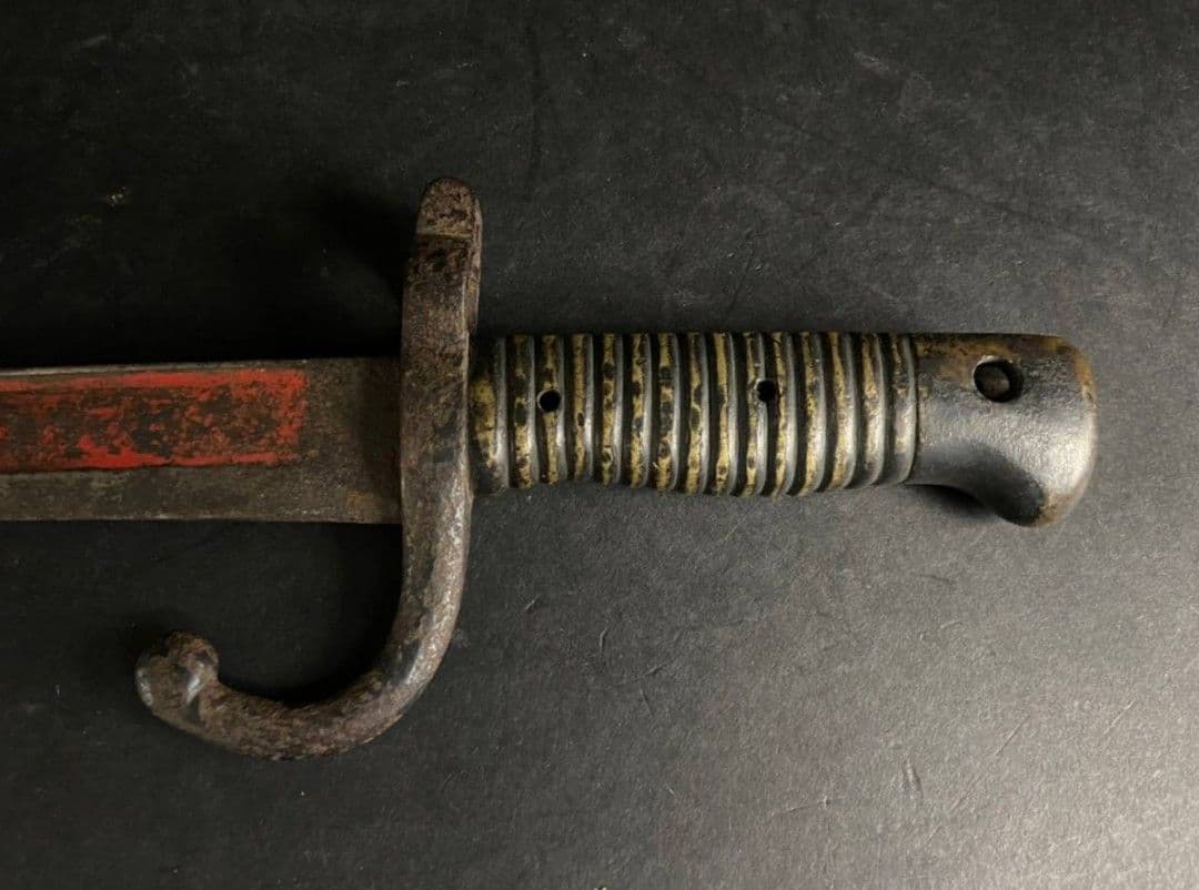 【幕末〜明治】ヤタガン式銃剣 帝国陸軍 軍刀（模造刃朱塗り）革鞘軍刀拵【当時物】