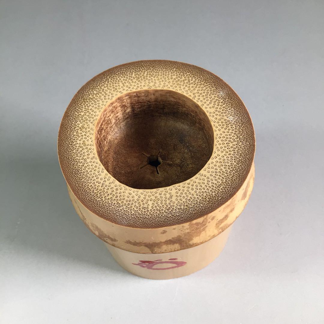 R131 蓋置 一双 『宗秦作』『大徳寺 松長剛山箱書』『竹蓋置』 共