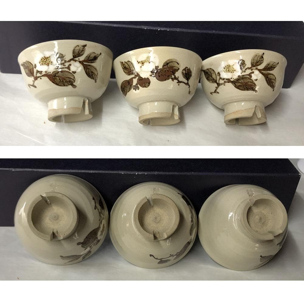 e3044 三浦竹泉 茶花画 煎茶碗 五客 共箱 茶道具 - メルカリ