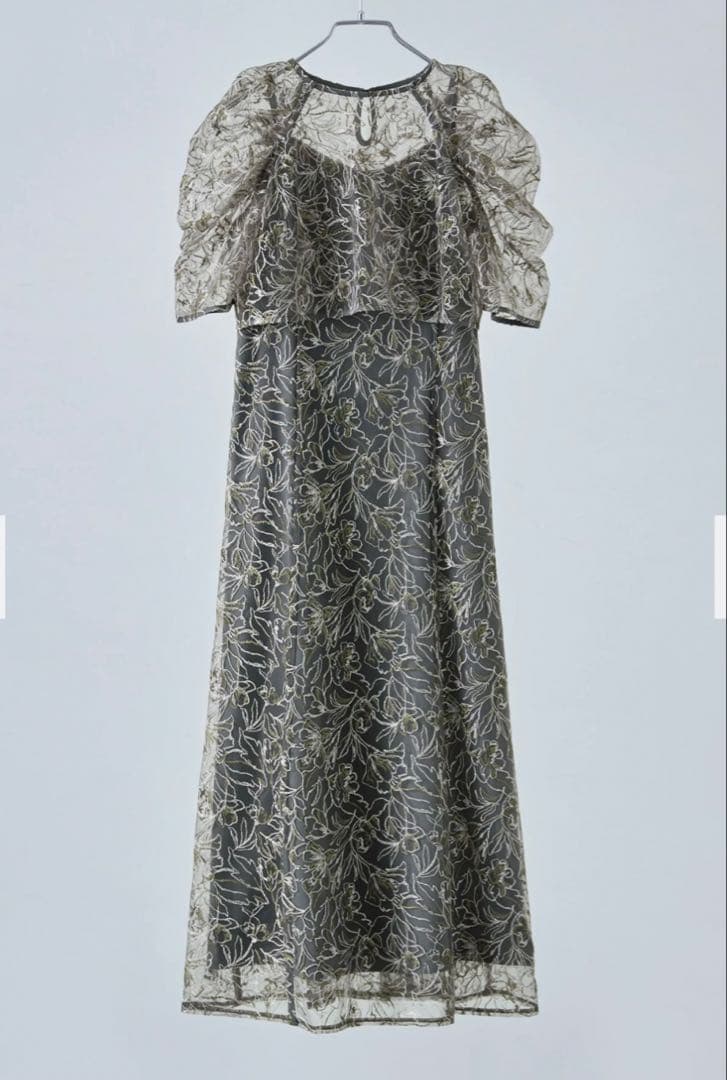 etoll. 刺繍レースレイヤードドレス S