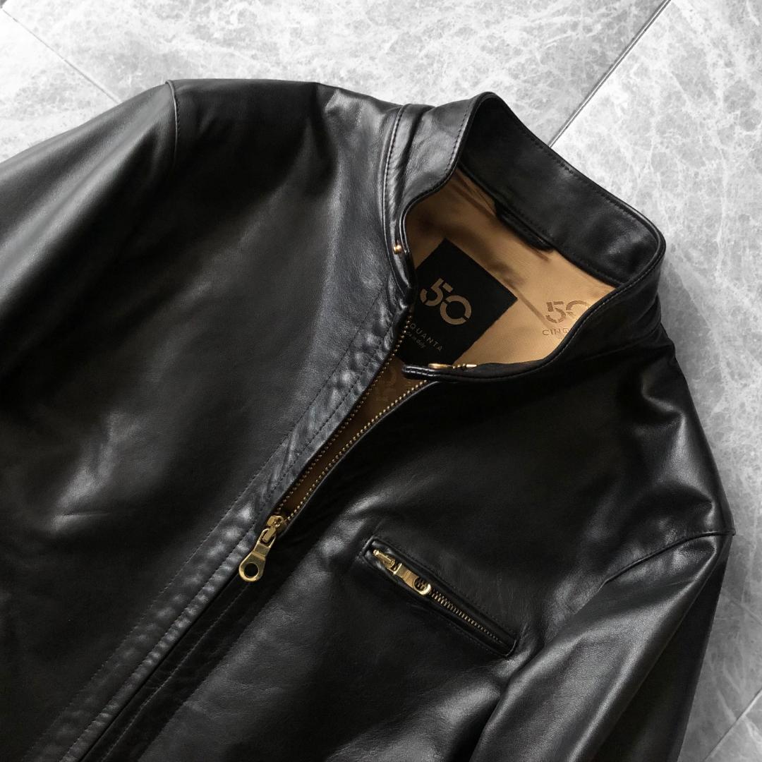 Cinquanta 高級ホースハイドレザー シングルライダースジャケット 干場