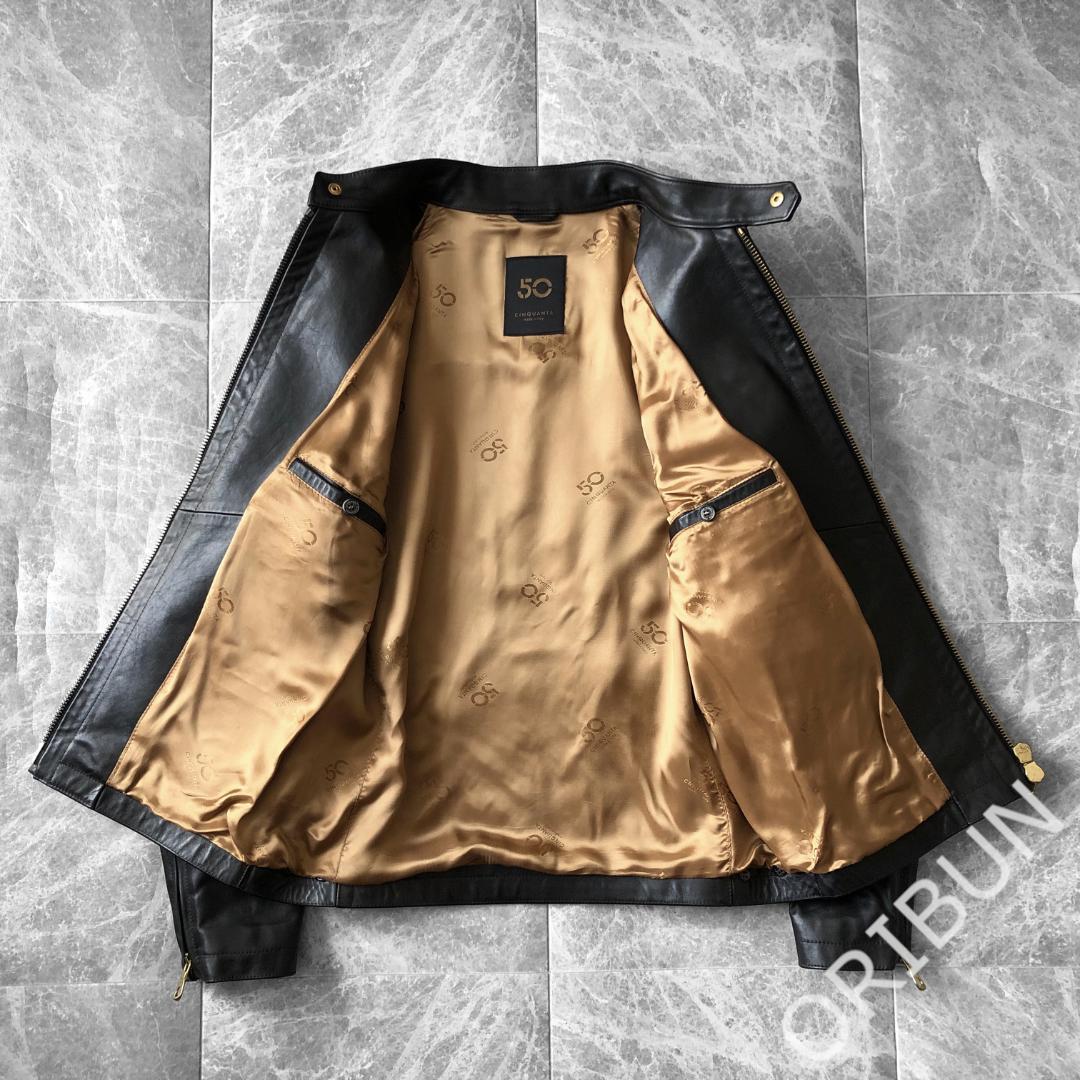 Cinquanta 高級ホースハイドレザー シングルライダースジャケット 干場