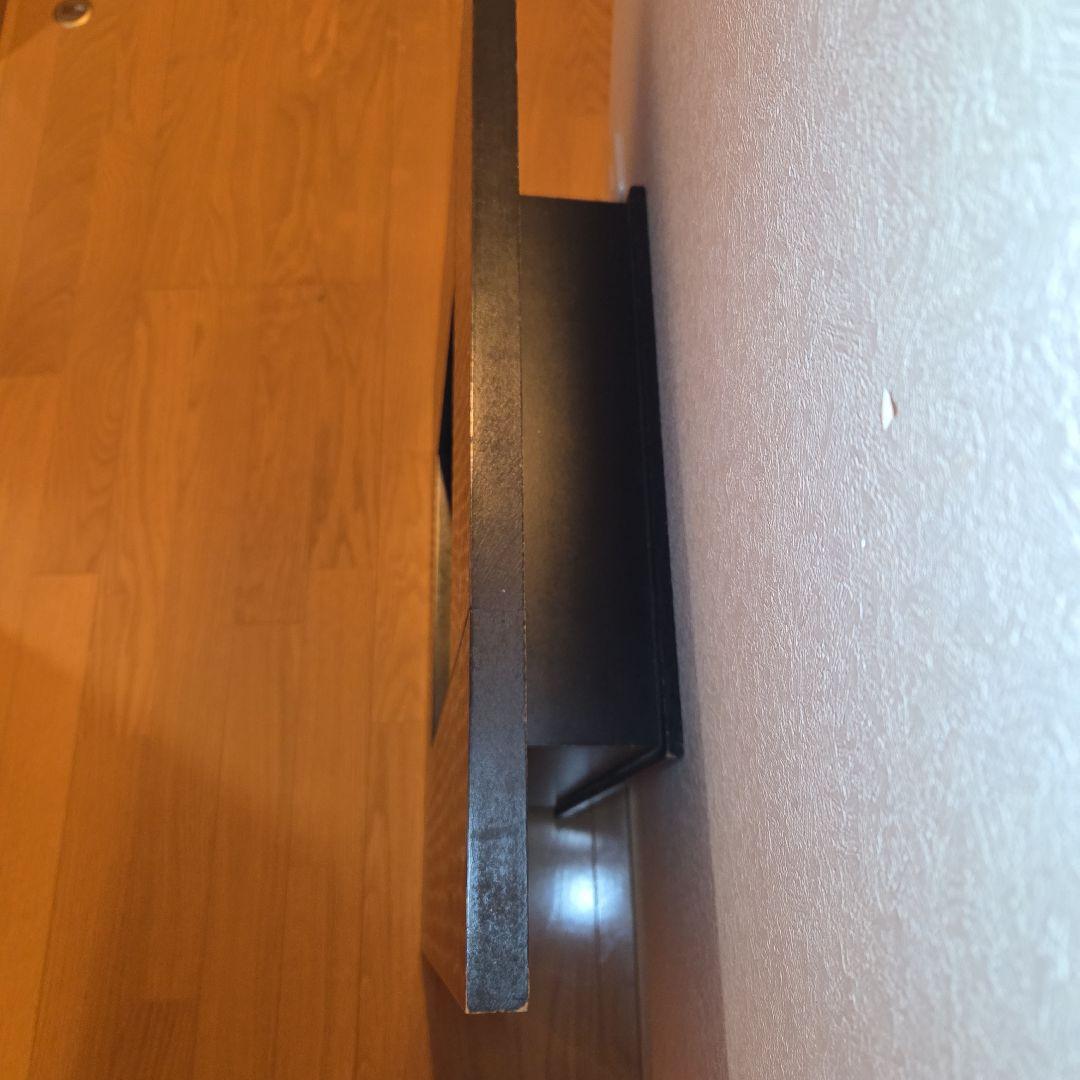 民芸調座卓ミニテーブル　赤と黒のフクロウ彫刻入り　中央に凹み有り ローテーブル