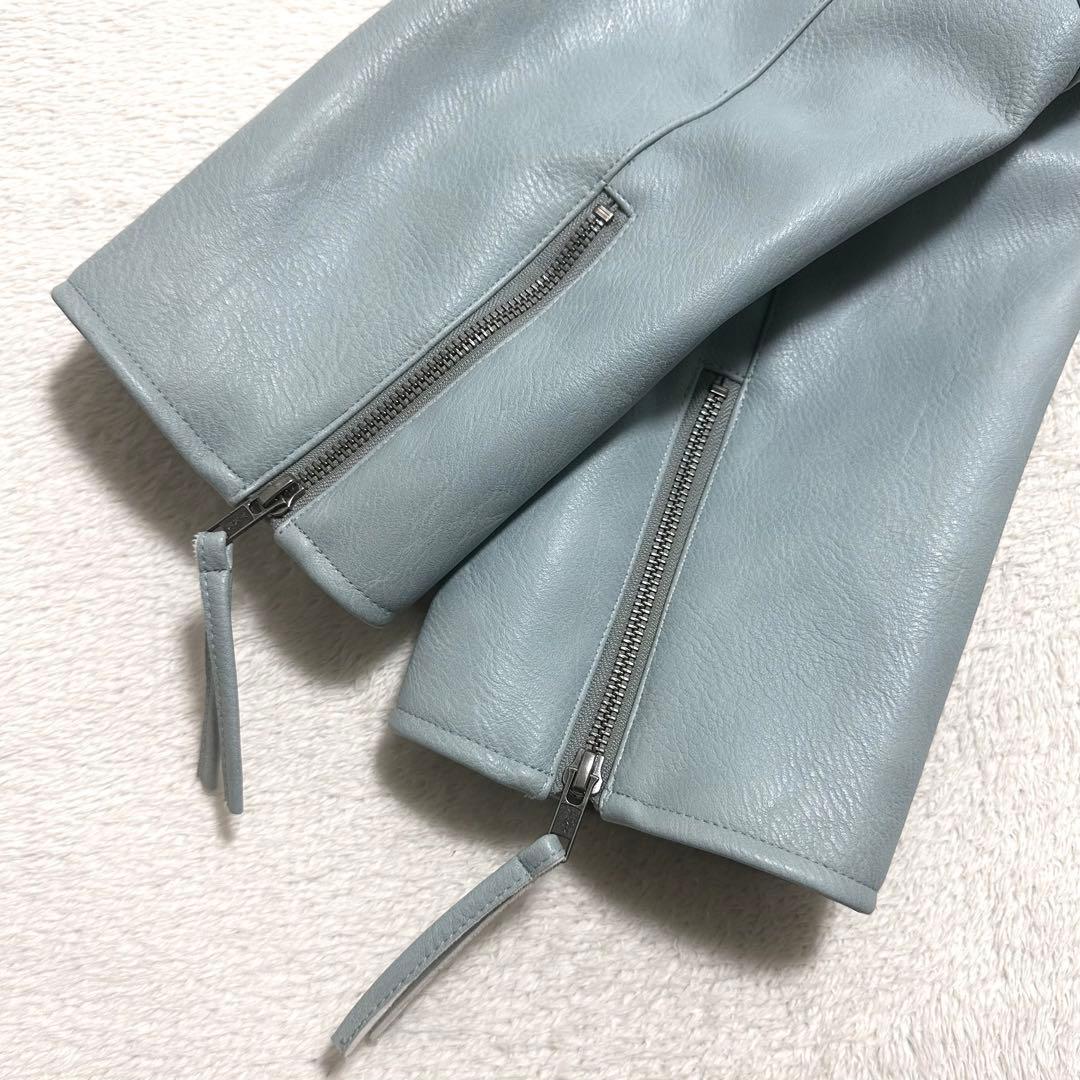 CAMPHOR WOOD ジップ レザー ジャケット M ブルー系 CAMPHOR WOOD