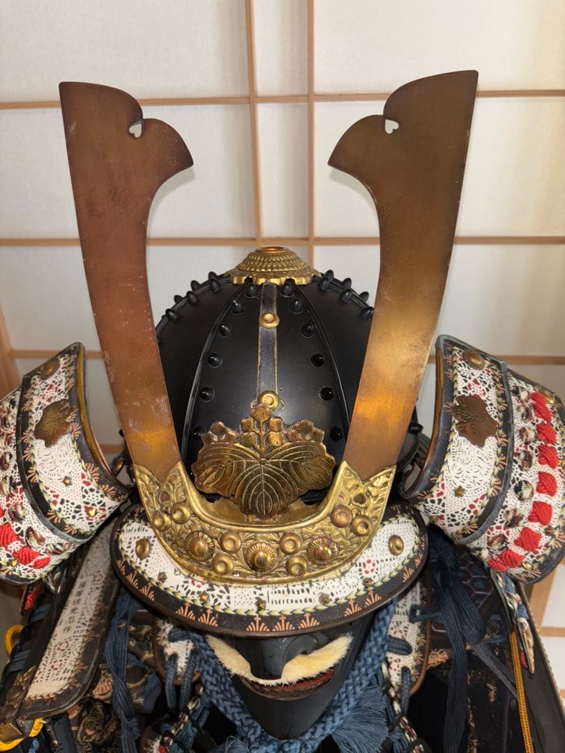 美品！丸武工房製　等身大甲冑　紺糸威伊予札二枚胴具足