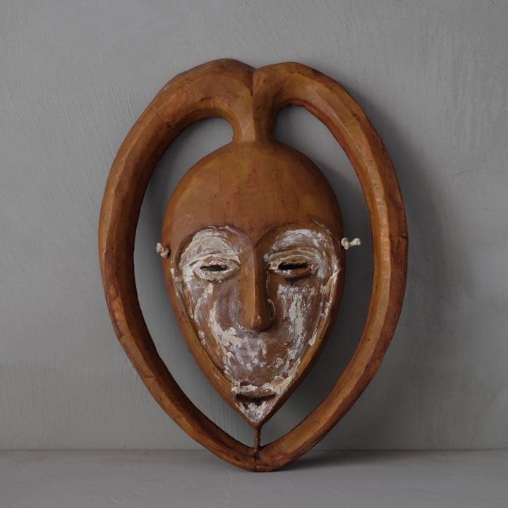アフリカ 陶器マスクオブジェ お面 アート 芸術 プリミティブ アンティーク