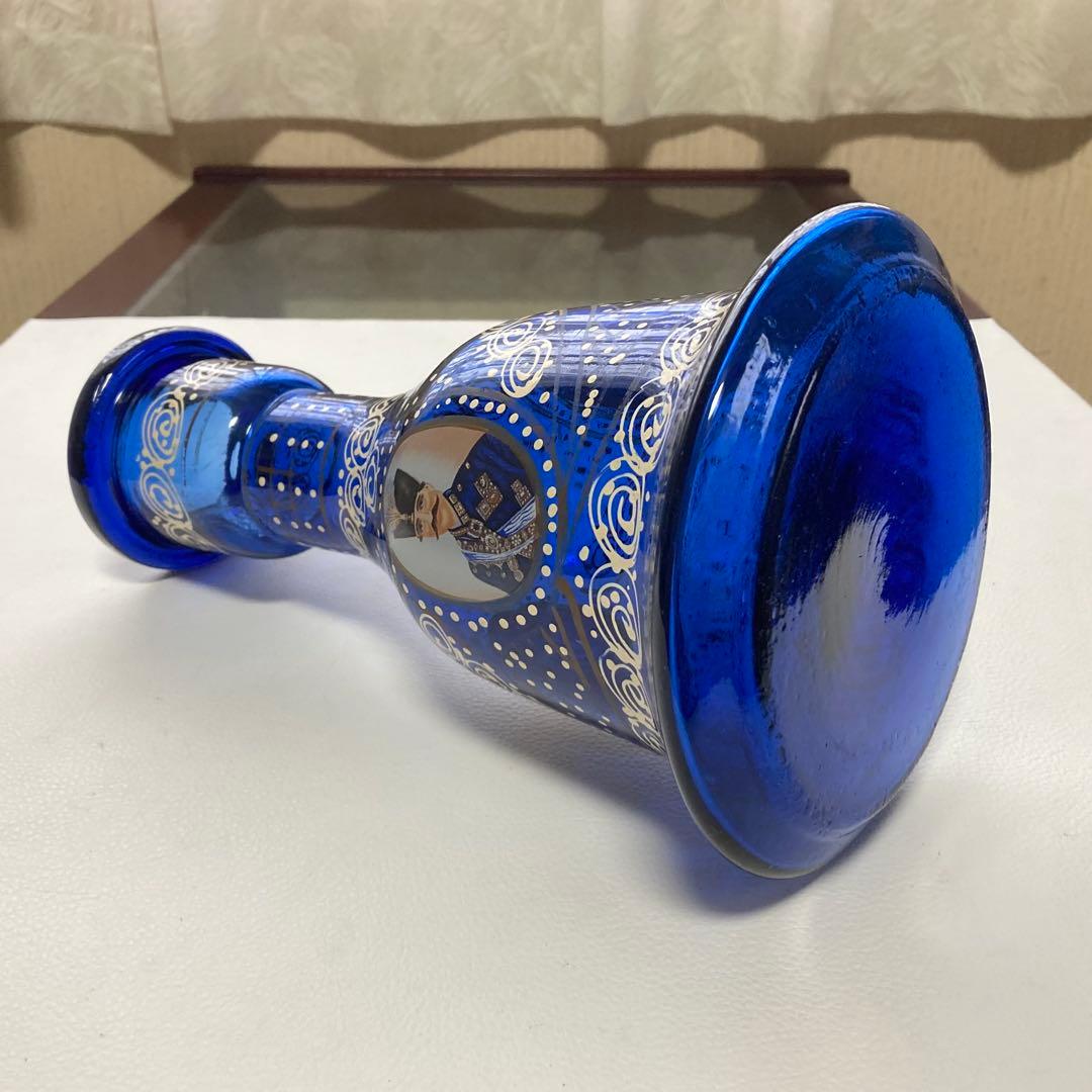 花瓶 花器 フラワーベース シーシャ 硝子 ボトル 瓶 青 レトロ