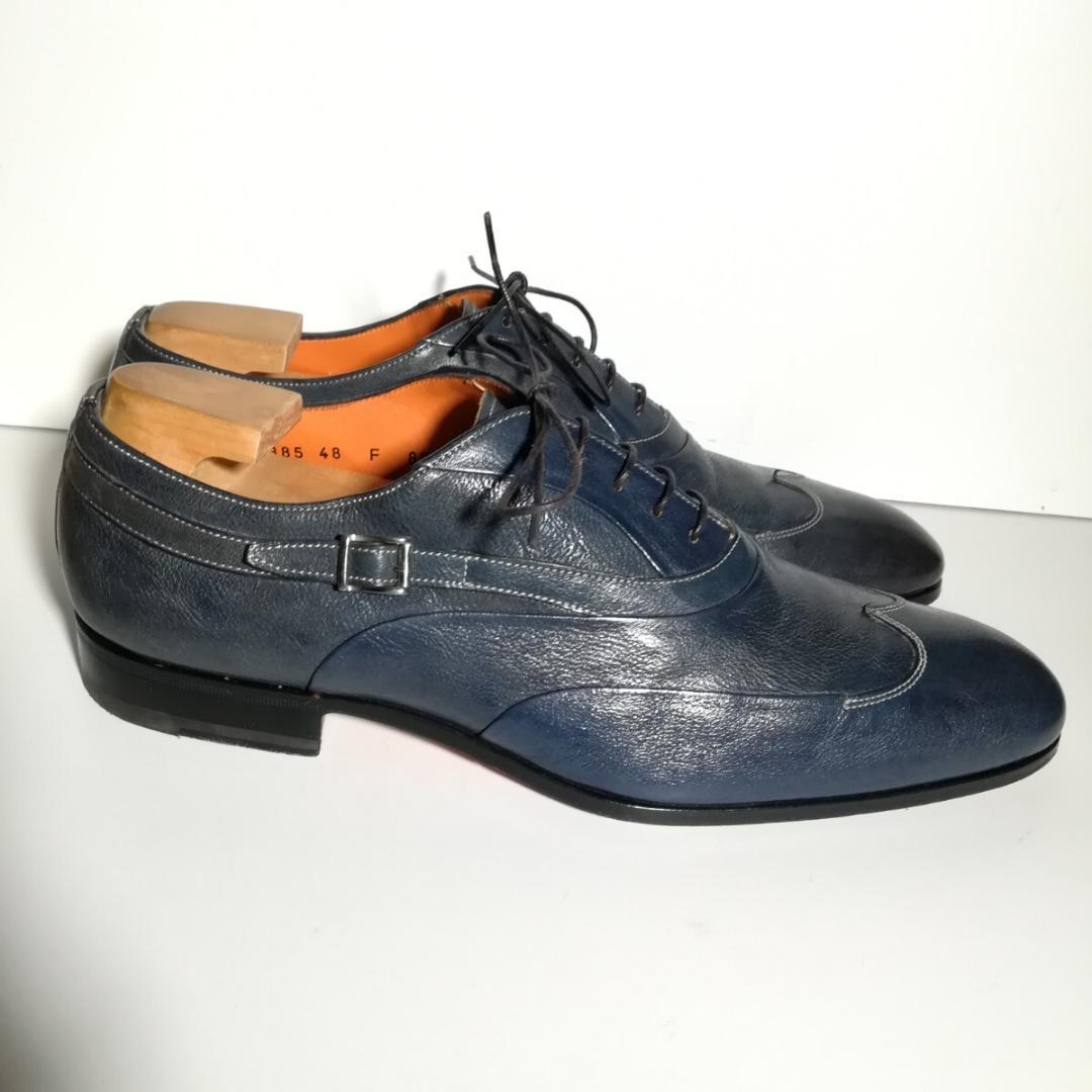 d0227 良品 値下げ不可 サントーニ ウイングチップ 8 1/2 ネイビー