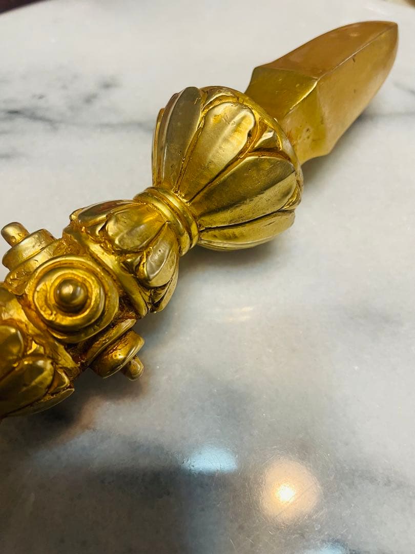 新品 24金張り 独鈷杵 プルパ 金剛杵 仏教 特大サイズ　約23センチ　87