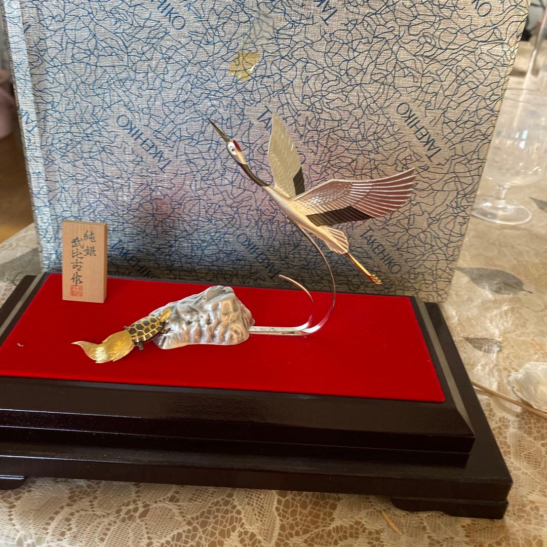 M*g様 武比古純銀製置物鶴と亀鶴 5 号TAKEHIKO SILVE