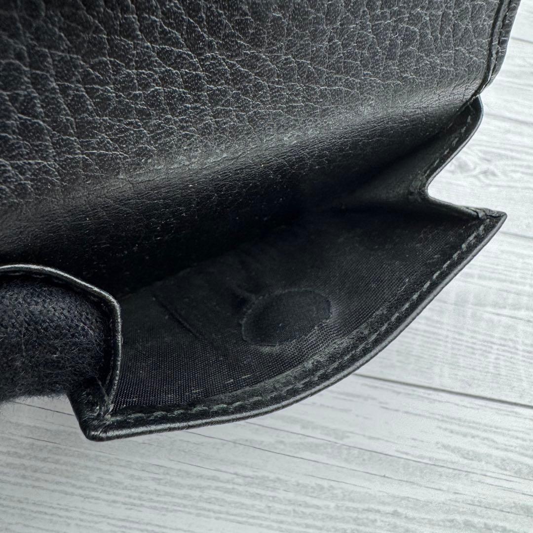 【美品】GUCCI　三つ折り財布　マーモント　GG　レザー　ブラック