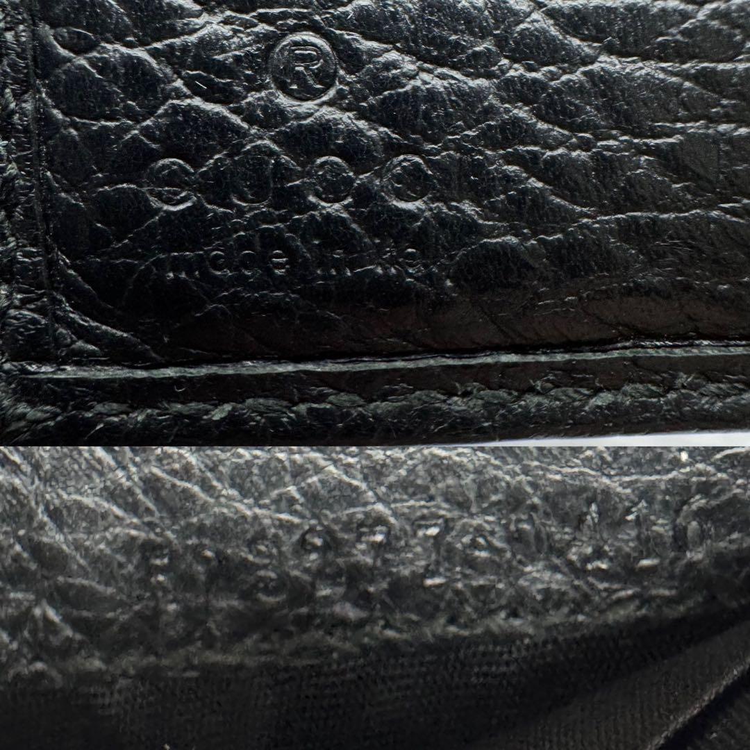 【美品】GUCCI　三つ折り財布　マーモント　GG　レザー　ブラック