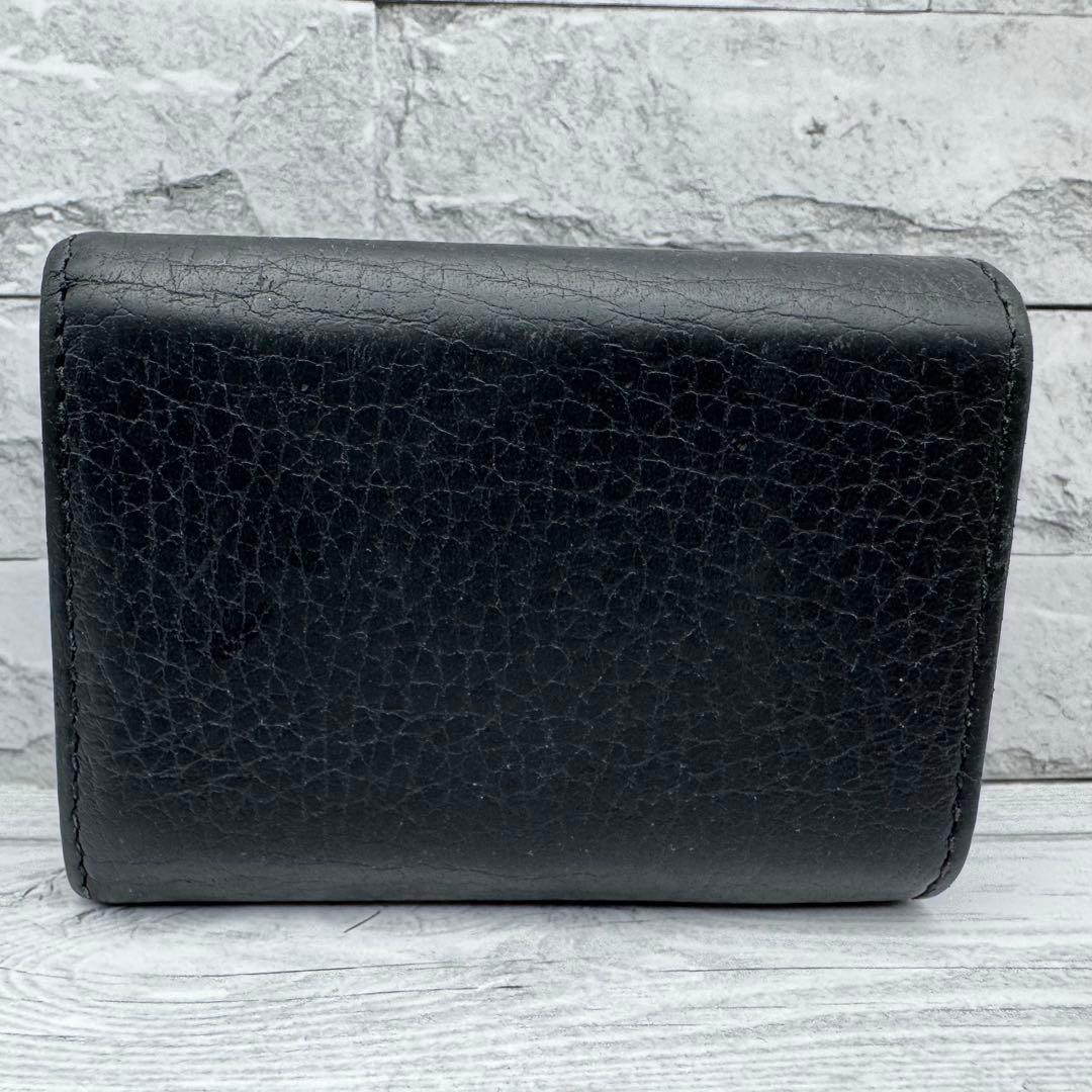 【美品】GUCCI　三つ折り財布　マーモント　GG　レザー　ブラック