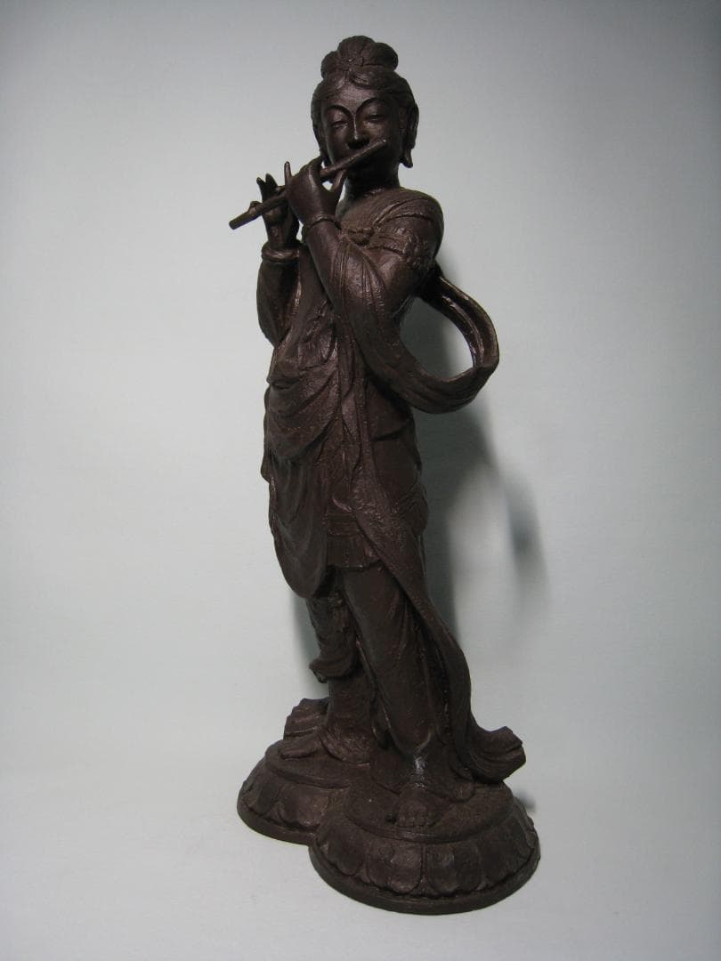 喜多敏勝【幸笛　喜多敏勝】ブロンズ製　　天女　高さ約33.5㎝