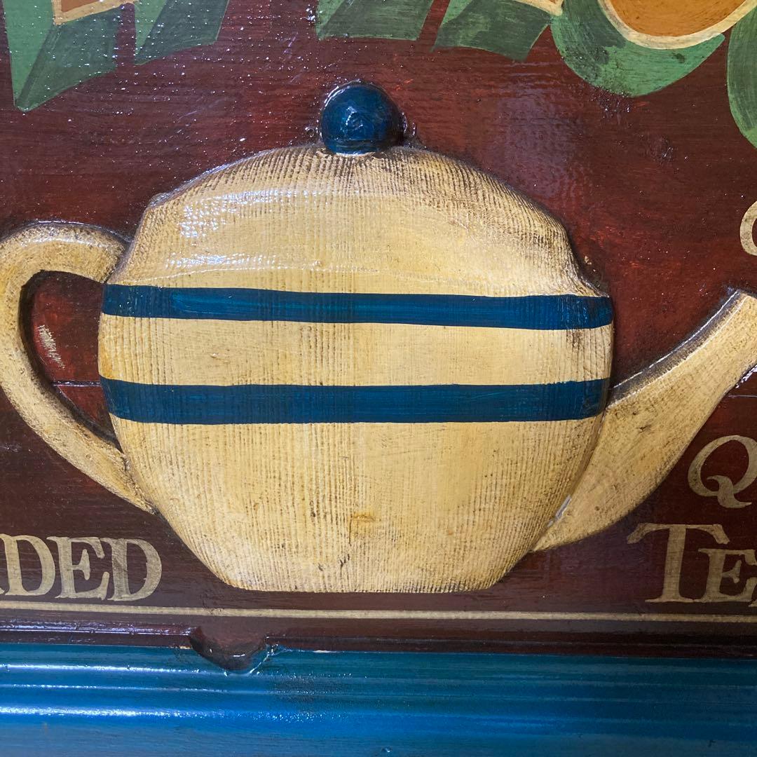 アンティーク 木製看板 ティーポット 美術品・アンティーク・コレクション