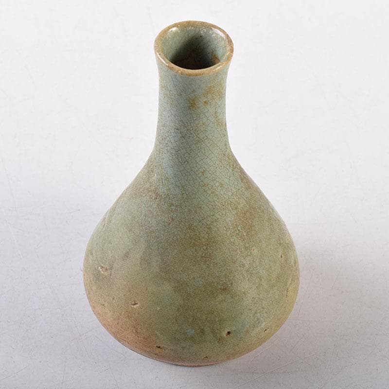 中国　龍泉窯　青磁　一輪挿し　時代箱付　M　R8638