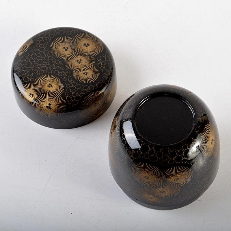 茶道具　輪島塗　月峯作　唐松　沈金　棗　共箱　V　R6015