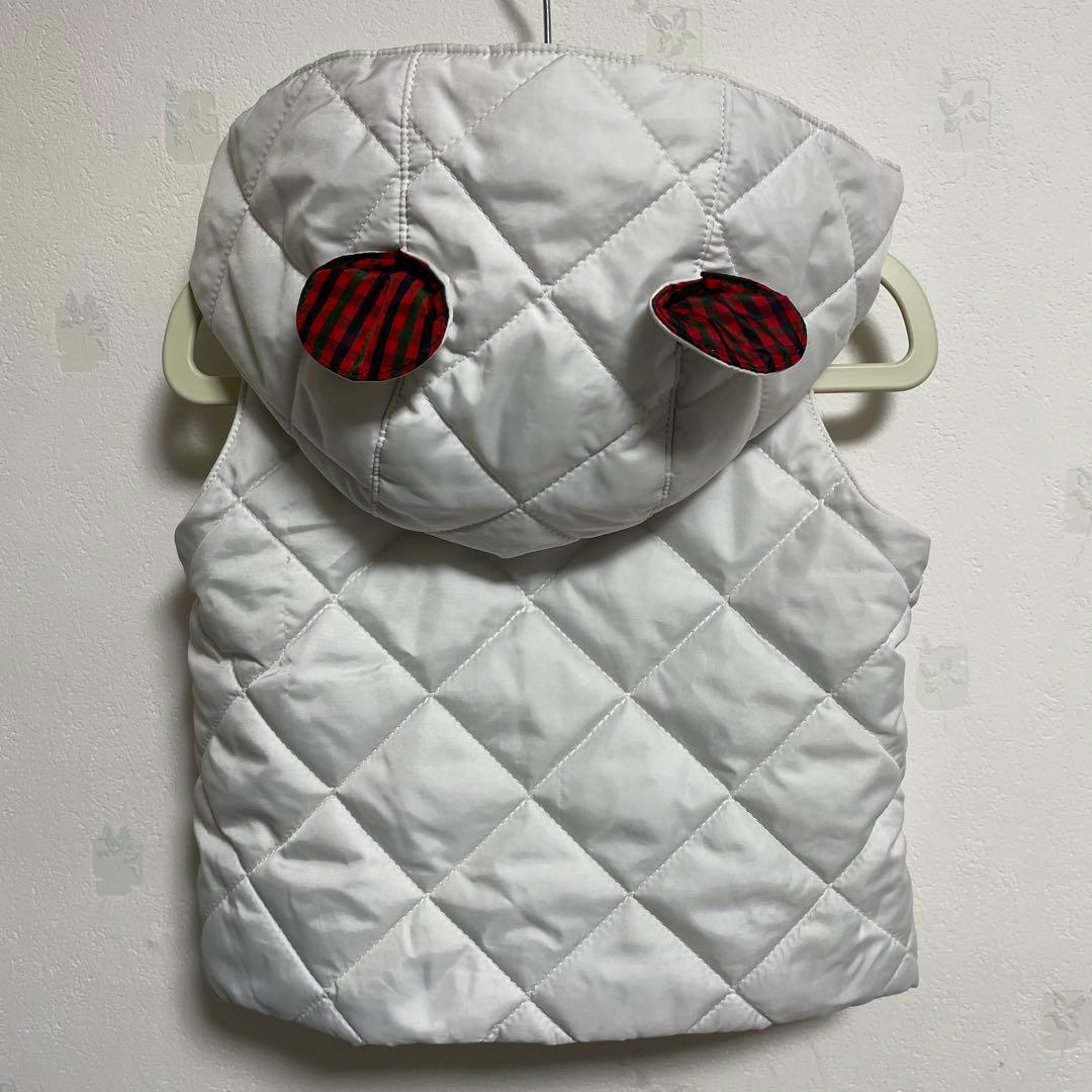 極美品familiarファミリア❤️ 素敵なフード付き中綿ベスト 80cm