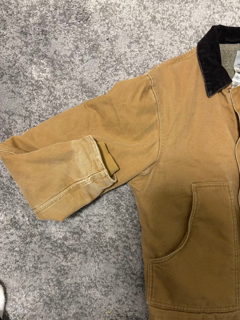 Carhartt ダックジャケット ブラウン 襟コーデュロイ