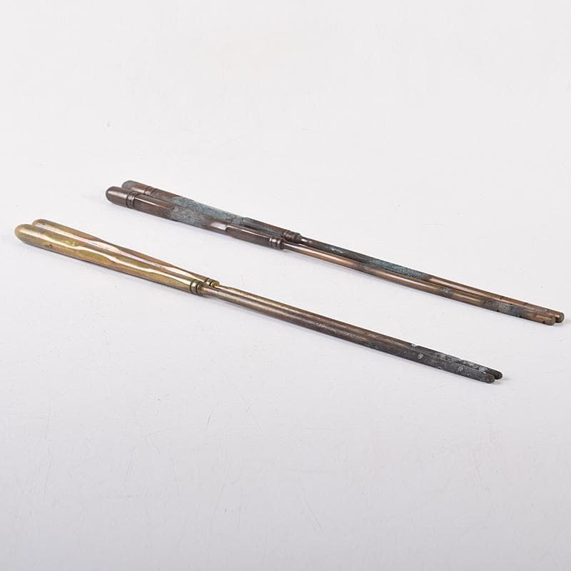 茶道具　猩々堂紹美造(紹美栄佑)　黄銅　火箸　二組　共箱　C　R8585