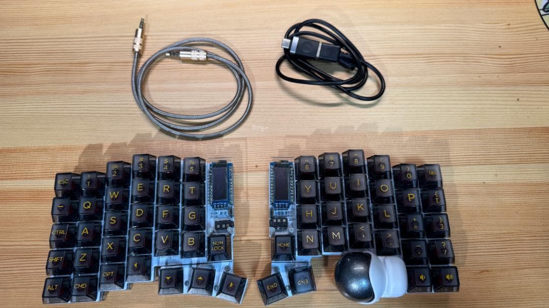 keyball61 はんだづけ 完成品 キーボード トラックボール、キーキャップ