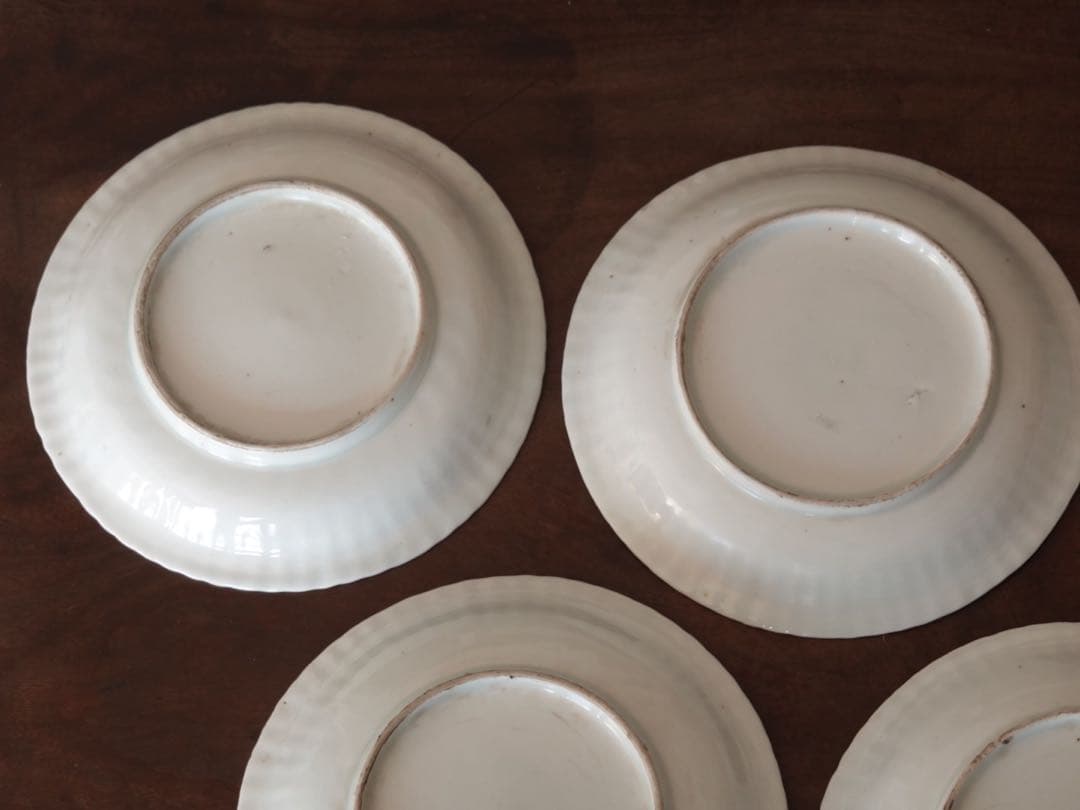 江戸中期〜後期 古伊万里 色絵 金彩 栗文 鎬 皿 5客 銘々皿