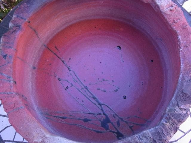 益子焼　垂らし釉　水鉢　金魚鉢　睡蓮鉢　メダカ鉢　陶器　信楽焼　つくばい　骨董