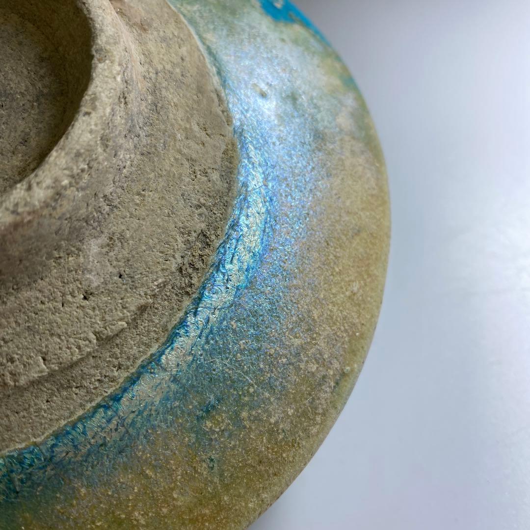 専用 古代 紀元前ペルシャ銀化茶碗 木箱付 直径約15㎝ 東Y7-