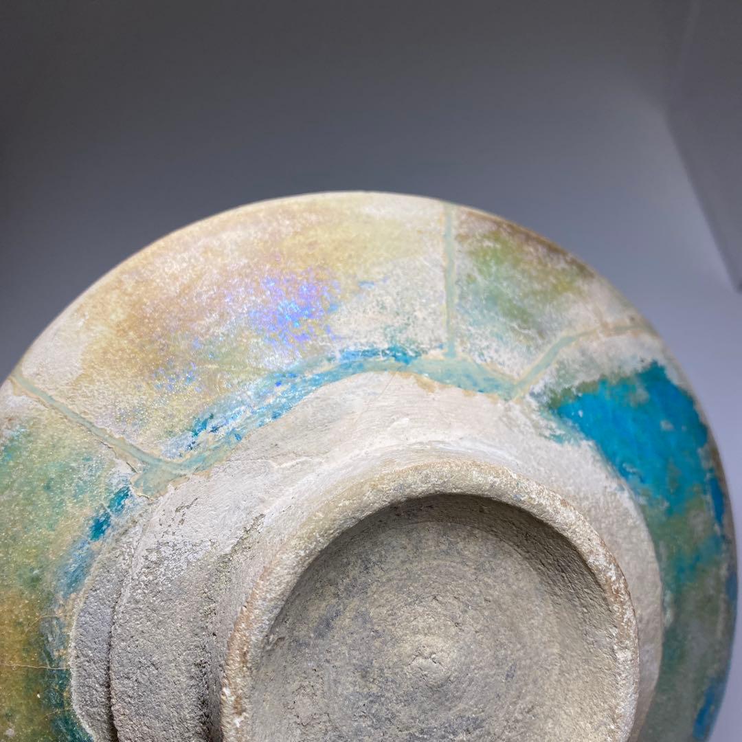 専用 古代 紀元前ペルシャ銀化茶碗 木箱付 直径約15㎝ 東Y7-