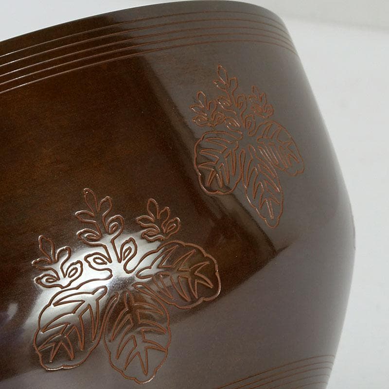 茶道具 高井陵雲造 唐銅 桐紋彫 建水 共箱 C 9434