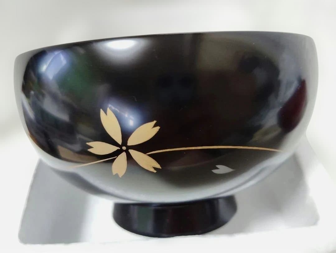 輪島塗　流水桜　蒔絵仕上げ　夫婦椀