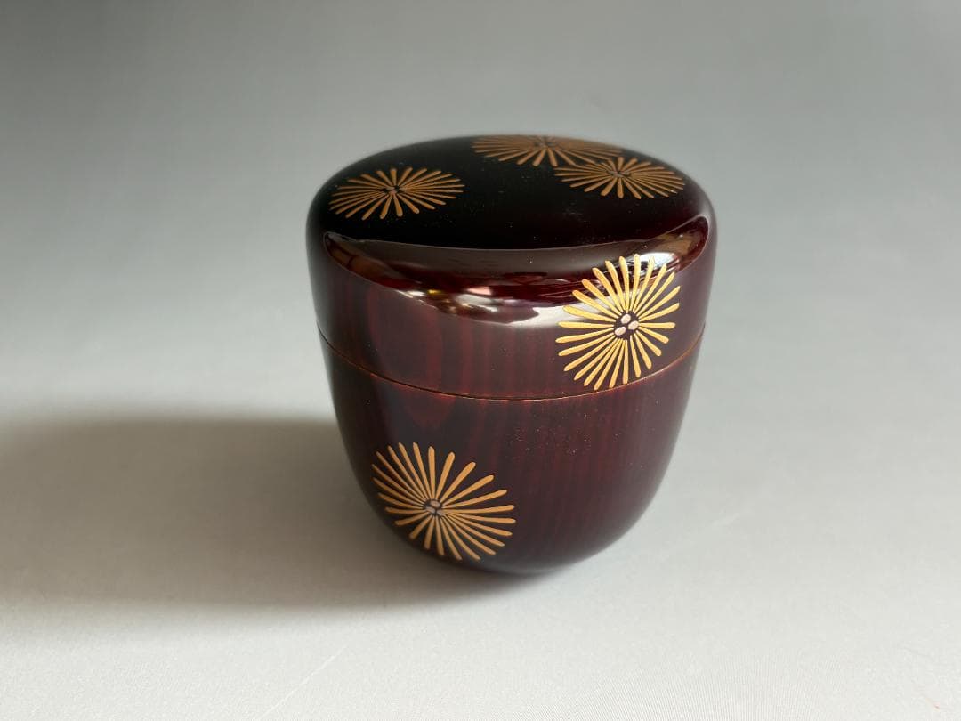 茶道具 中村湖彩作 朝顔蒔絵 中棗 共布共箱 V 9288 美術品・ 茶道具