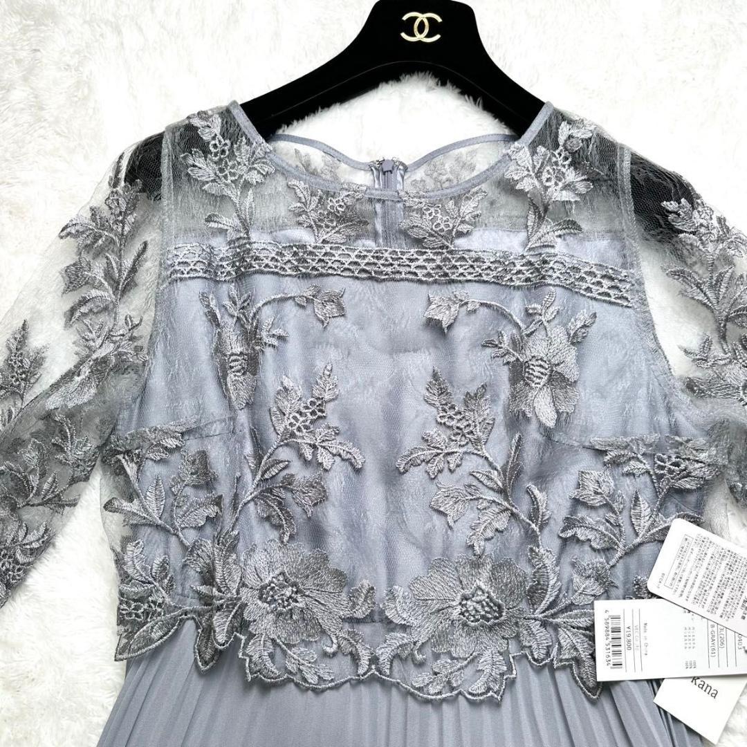 未使用 kana プリーツドレスワンピース 3Lサイズブルーグレー 大きいサイズ