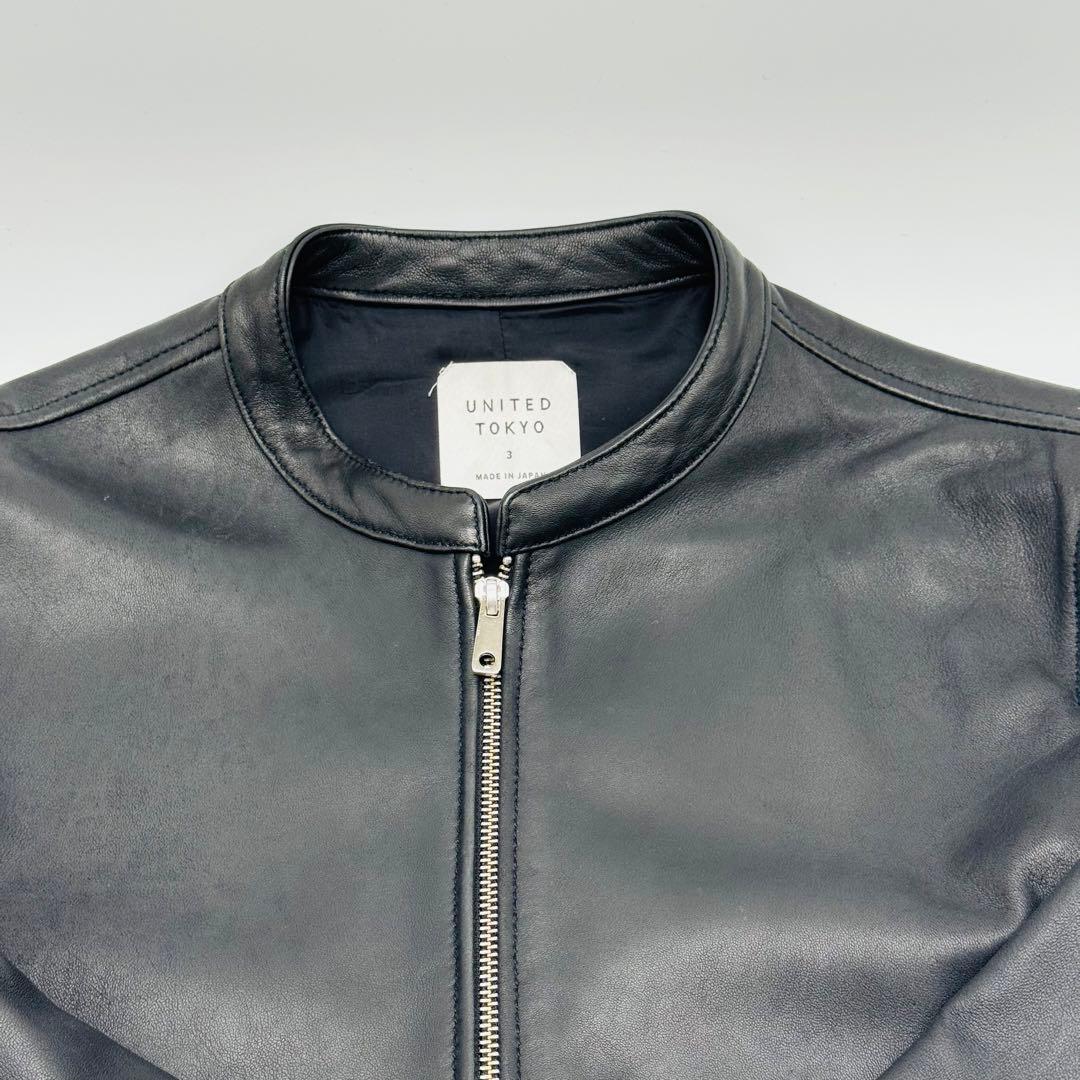 ユナイテッドトウキョウ ラムレザー シングルライダース 黒 サイズ3 美