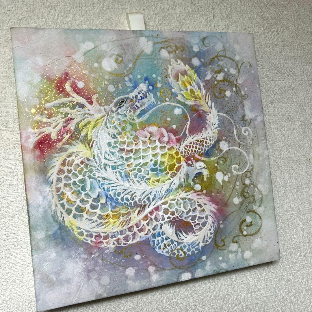 吉祥日本画「虹龍飛昇金舞」　レインボードラゴン