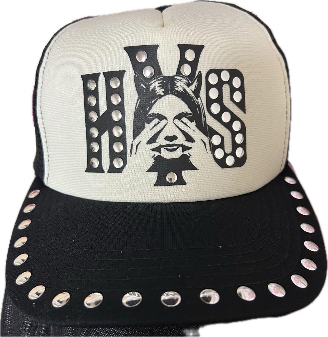 ヒステリックグラマー SEE NO EVIL スタッズメッシュキャップ ブラック